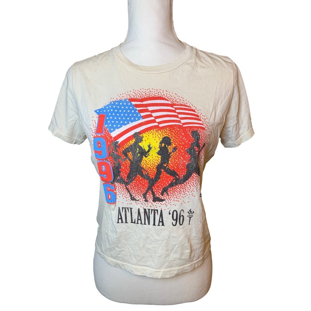 Goodie Two Sleeves 100% Cotton Atlanta‎ 96 Olympics Graphic Retro Tee Cream  L